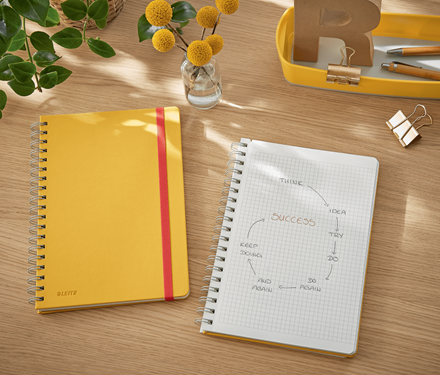 Leitz Cosy Soft Touch Spiralli Büyük Boy Kareli Defter, B5 Sarı