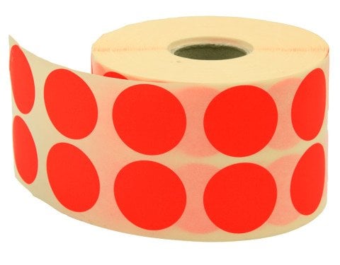 Tanex Nokta Etiket 25mm.Kırmızı 2500'lü