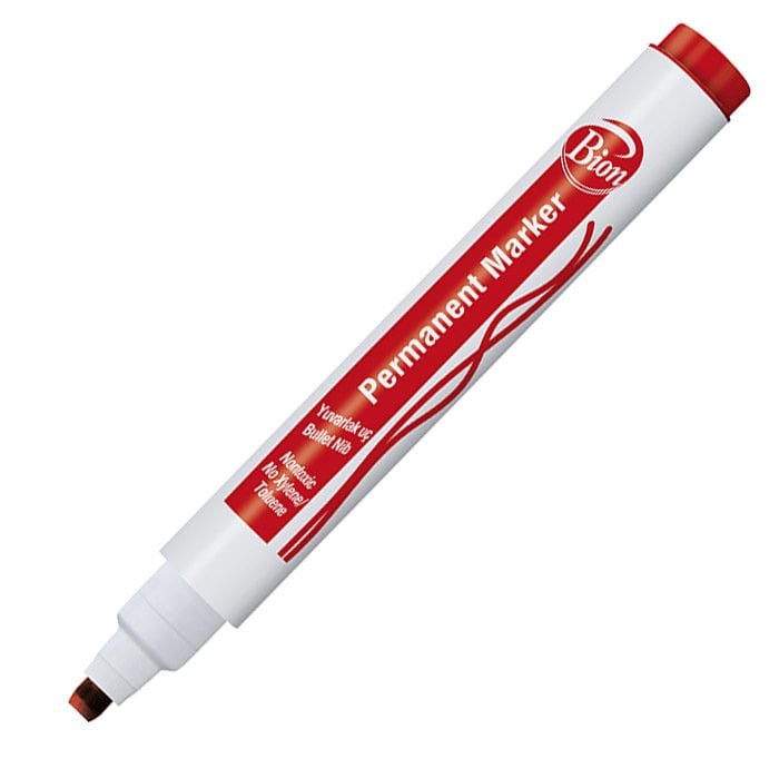 Mas 9177 Bion Permanent Marker Kesik Uç Kırmızı