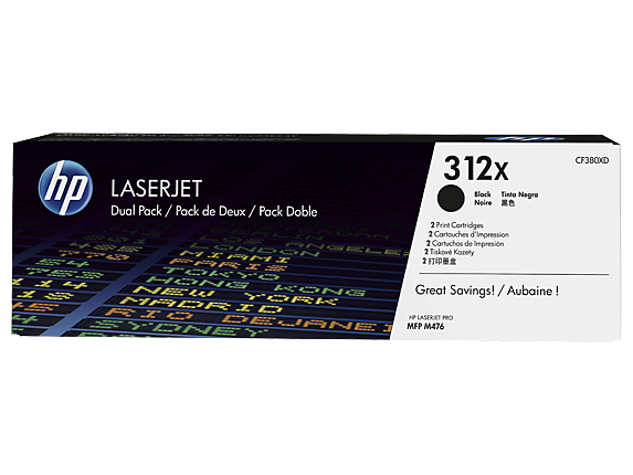 HP 312X 2-pack High Yield Black Original LaserJet Toner Cartridges (CF380XD)