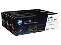 HP 305A 3-pack Cyan/Magenta/Yellow Original LaserJet Toner Cartridges (CF370AM)