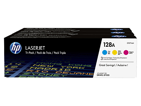 HP 128A 3-pack Cyan/Magenta/Yellow Original LaserJet Toner Cartridges (CF371AM)
