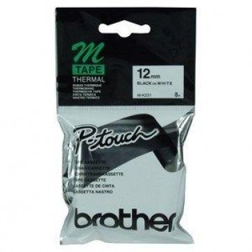 Brother M-Tape 12 mm Beyaz Üzerine Siyah M12K231