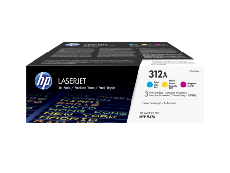 HP 312A 3-pack Cyan/Magenta/Yellow Original LaserJet Toner Cartridges (CF440AM)