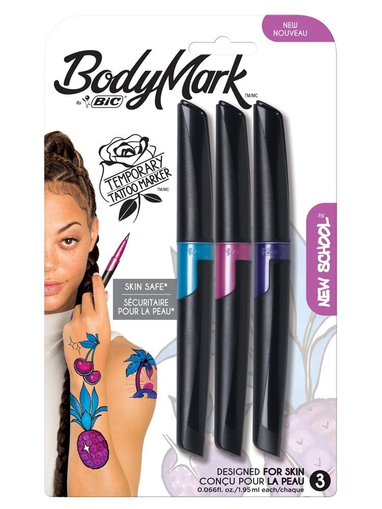 Bic Bodymarker Geçici Dövme Kalemi 3 Renk Turkuaz Pembe Mor