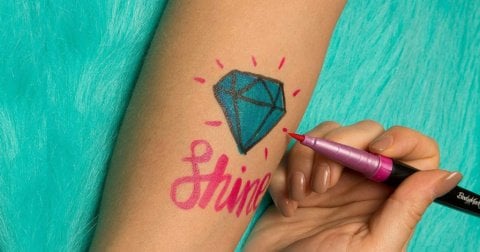 Bic Bodymarker Geçici Dövme Kalemi 3 Renk Turkuaz Mavi Kırmızı Yeşil