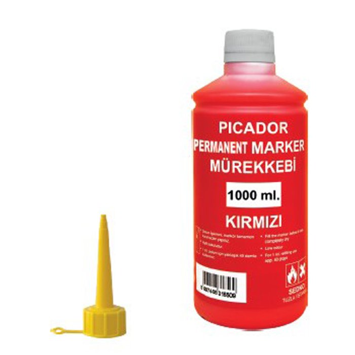 Picador Permanent Kalem Mürekkebi Kırmızı 1000ML.