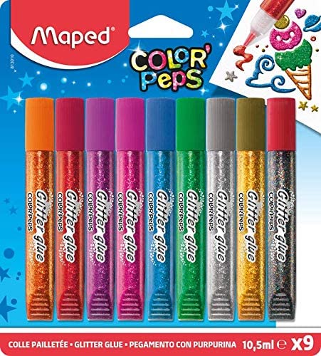 Maped Color'Peps Parlak Renkler Simli Yapıştırıcı 9x10ml Blister