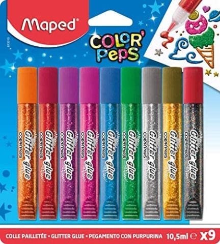Maped Color'Peps Parlak Renkler Simli Yapıştırıcı 9x10ml Blister