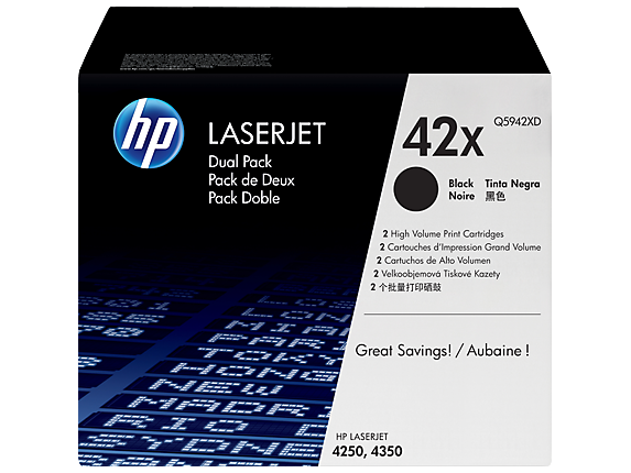 HP 42X 2-pack High Yield Black Original LaserJet Toner Cartridges (Q5942XD)