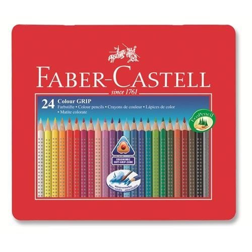 Faber-Castell Grip 2001 Metal Kutu Boya Kalemi 24 Renk