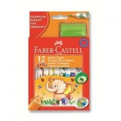 Faber-Castell Jumbo Üçgen Beyaz Gövde Kuru Boya Kalemi 12 Renk Yarım Boy