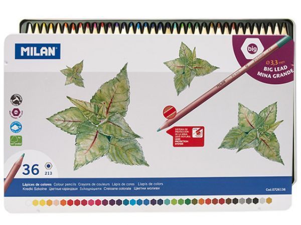 Milan Metal Kutulu Boya Kalemi - 3.3mm 36'lı