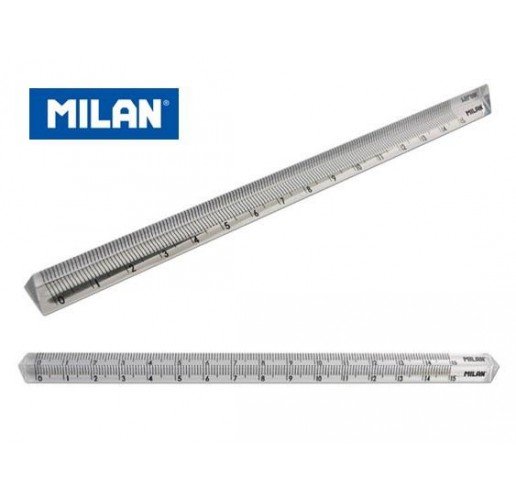 Milan 15cm.Plastik Üçgen Cetvel Şeffaf