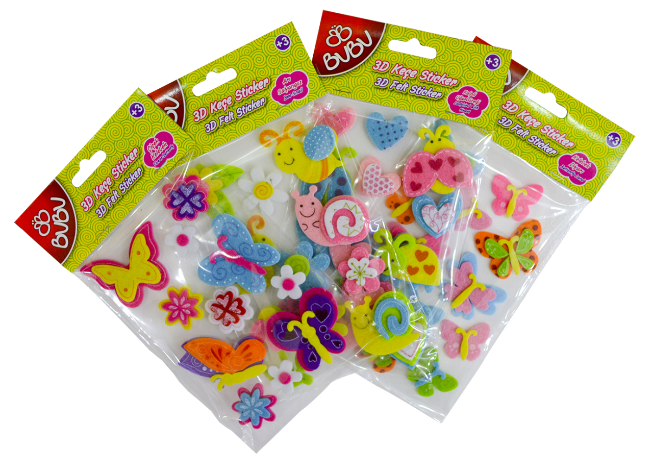 Bu-Bu 3D Keçe Sticker Çiçek+Hayvan Modelleri Arı