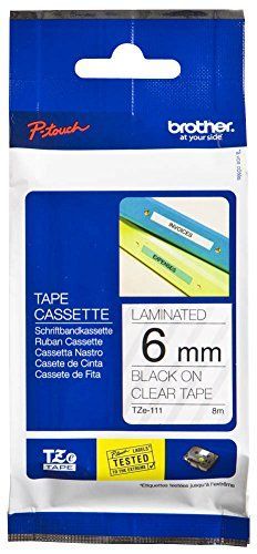 Brother TZ-Tape 6 mm Şeffaf Üzerine Siyah Etiket 6TZE111