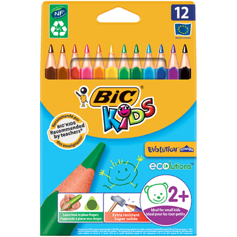 Bic Evolution Üçgen Jumbo Kuru Boya 12 Renk