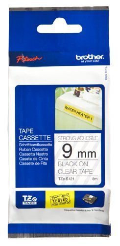 Brother TZ-Tape 9 mm Şeffaf Üzerine Siyah Etiket 9TZE121