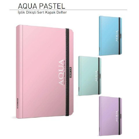 Aqua Pastel Sert Kapak 13x21 96yp.Çizgili