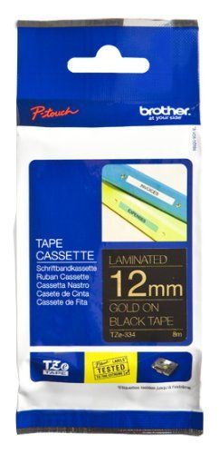 Brother TZ-Tape 12 mm Siyah Üzerine Altın Etiket 12TZE334