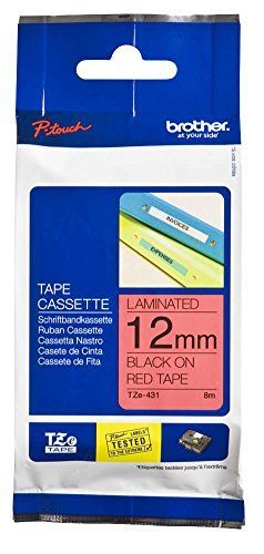 Brother TZ-Tape 12 mm Kırmızı Üzerine Siyah Etiket 12TZE431