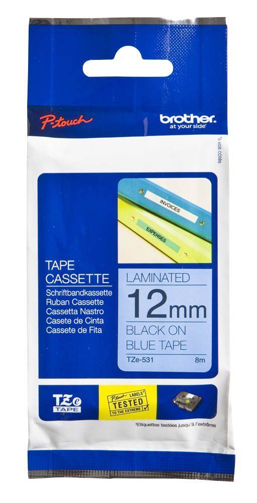 Brother TZ-Tape 12 mm Mavi Üzerine Siyah Etiket 12TZE531