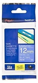 Brother TZ-Tape 12 mm Mavi Üzerine Beyaz Etiket 12TZE535