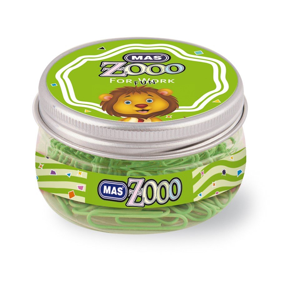 Mas Zoo Şeffaf Yuvarlak Kutuda Plastik Kaplı Ataş No:3 Yeşil