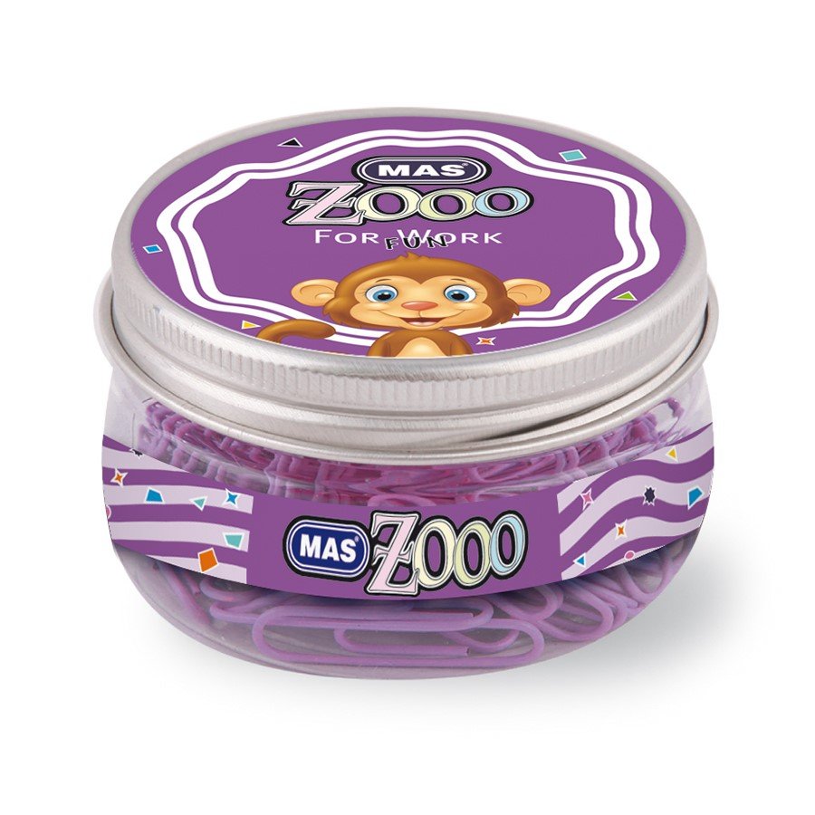 Mas Zoo Şeffaf Yuvarlak Kutuda Plastik Kaplı Ataş No:3 Mor