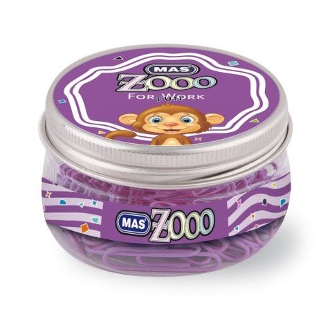 Mas Zoo Şeffaf Yuvarlak Kutuda Plastik Kaplı Ataş No:3 Mor