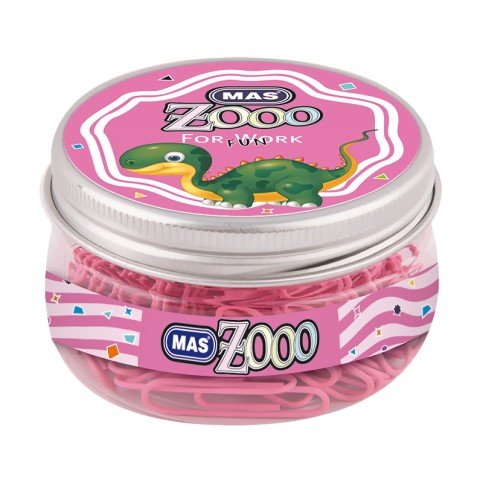 Mas Zoo Şeffaf Yuvarlak Kutuda Plastik Kaplı Ataş No:3 Pembe