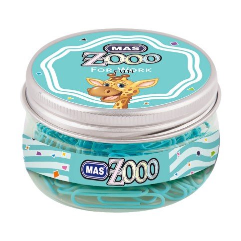Mas Zoo Şeffaf Yuvarlak Kutuda Plastik Kaplı Ataş No:3 Turkuaz