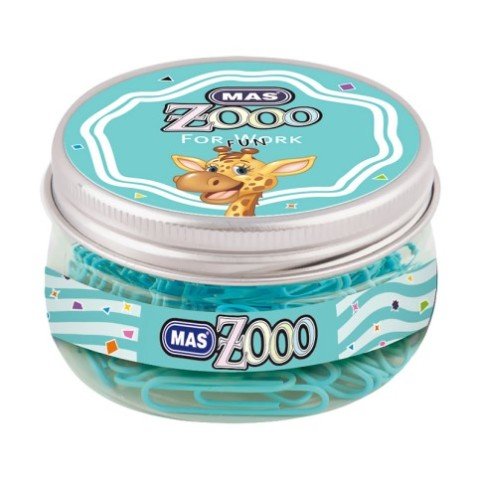 Mas Zoo Şeffaf Yuvarlak Kutuda Plastik Kaplı Ataş No:3 Turkuaz