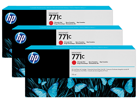 HP 771C 3-pack 775-ml Chromatic Red DesignJet Ink Cartridges (B6Y32A)