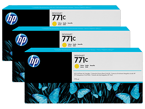 HP 771C 3'lü Paket 775 ml Sarı DesignJet Mürekkep Kartuşları (B6Y34A)