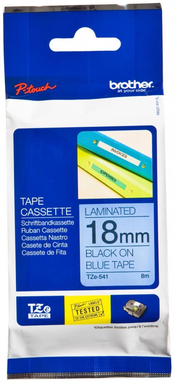 Brother TZ-Tape 18 mm Mavi Üzerine Siyah Etiket 18TZE541