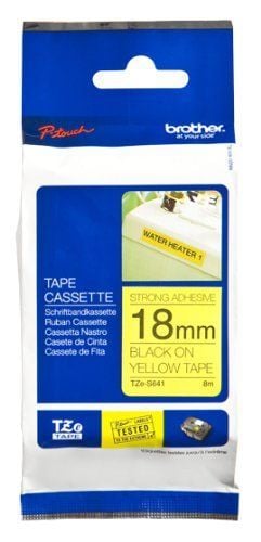 Brother TZ-Tape 18 mm Sarı Üzerine Siyah Etiket 18TZE641
