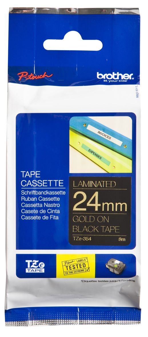 Brother TZ-Tape 24 mm Siyah Üzerine Altın Etiket 24TZE354