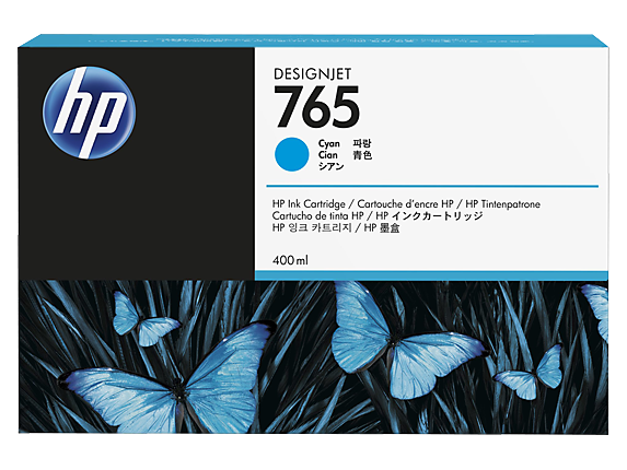 HP 765 400-ml Cyan Designjet Ink Cartridge (F9J52A)