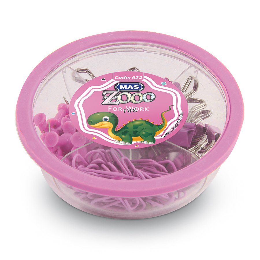 Mas Zoo Şeffaf Yuvarlak Kutuda Karışık Ataş Seti Pembe