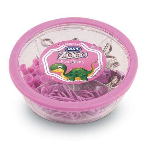 Mas Zoo Şeffaf Yuvarlak Kutuda Karışık Ataş Seti Pembe