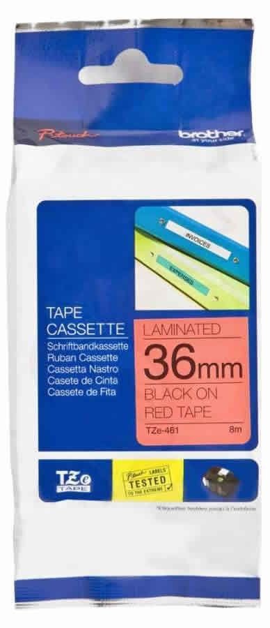 Brother TZ-Tape 36 mm Kırmızı Üzerine Siyah Etiket 36TZE461