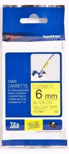Brother TZ-Tape 6 mm Sarı Üzerine Siyah Esnek Etiket TFX611