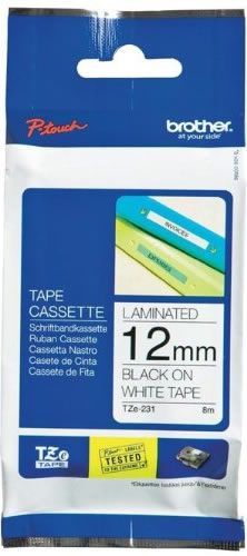 Brother TZ-Tape 12 mm Beyaz Üzerine Siyah Esnek Etiket 12TFX231