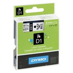 DYMO D1 Yedek Şerit 6 mm x 7 mt Beyaz/ Siyah (43613) S0720780