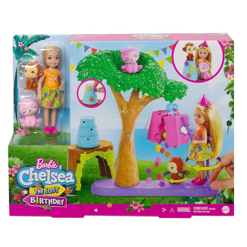 Barbie ve Chelsea Oyuncak Bebek ve 2 Hayvanla Kayıp Doğum Günü Parti Eğlencesi Oyun Seti GTM84