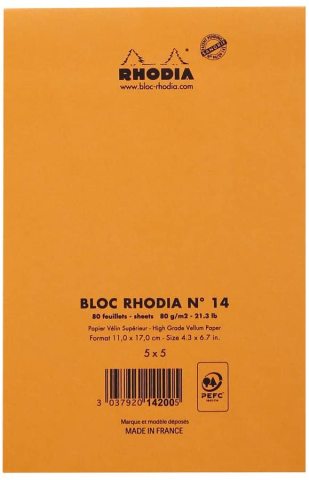 Rhodia 11x17 Turuncu Kapak Kareli Bloknot 80 Sayfa