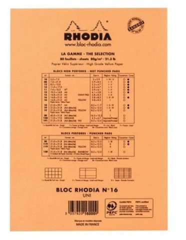 Rhodia 14.8x21 Turuncu Kapak Çizgisiz Bloknot 80 Sayfa