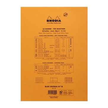 Rhodia A4 Turuncu Kapak Kareli Bloknot 80 Sayfa 21x29.7cm