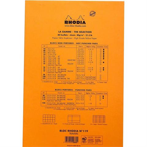 Rhodia A4+ Turuncu Kapak Çizgili Bloknot 80 Sayfa 21x31.8cm